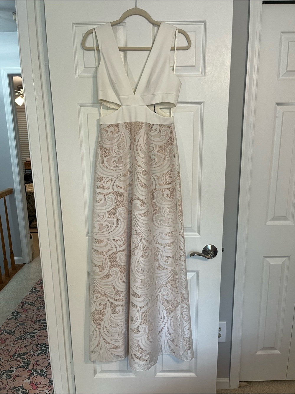 NWT BCBGMaxAzria Marilyne Ivory Cutout Lace Maxi Dress